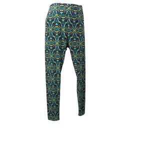 LulaRoe Geometric Leggings‎ Green & Blue Tall Curvy OS